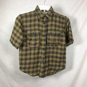 Bugle Boy Boys Brown/ Green Flannel Plaid Shirt